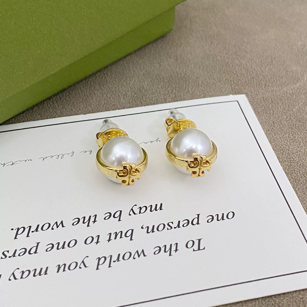 Tory Burch Faux Pearl Initial Stud Earrings